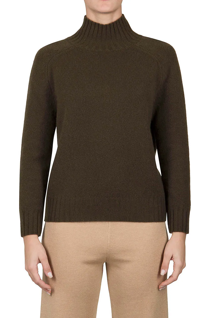 Mock Neck Cashmere Sweater - Soft Camel