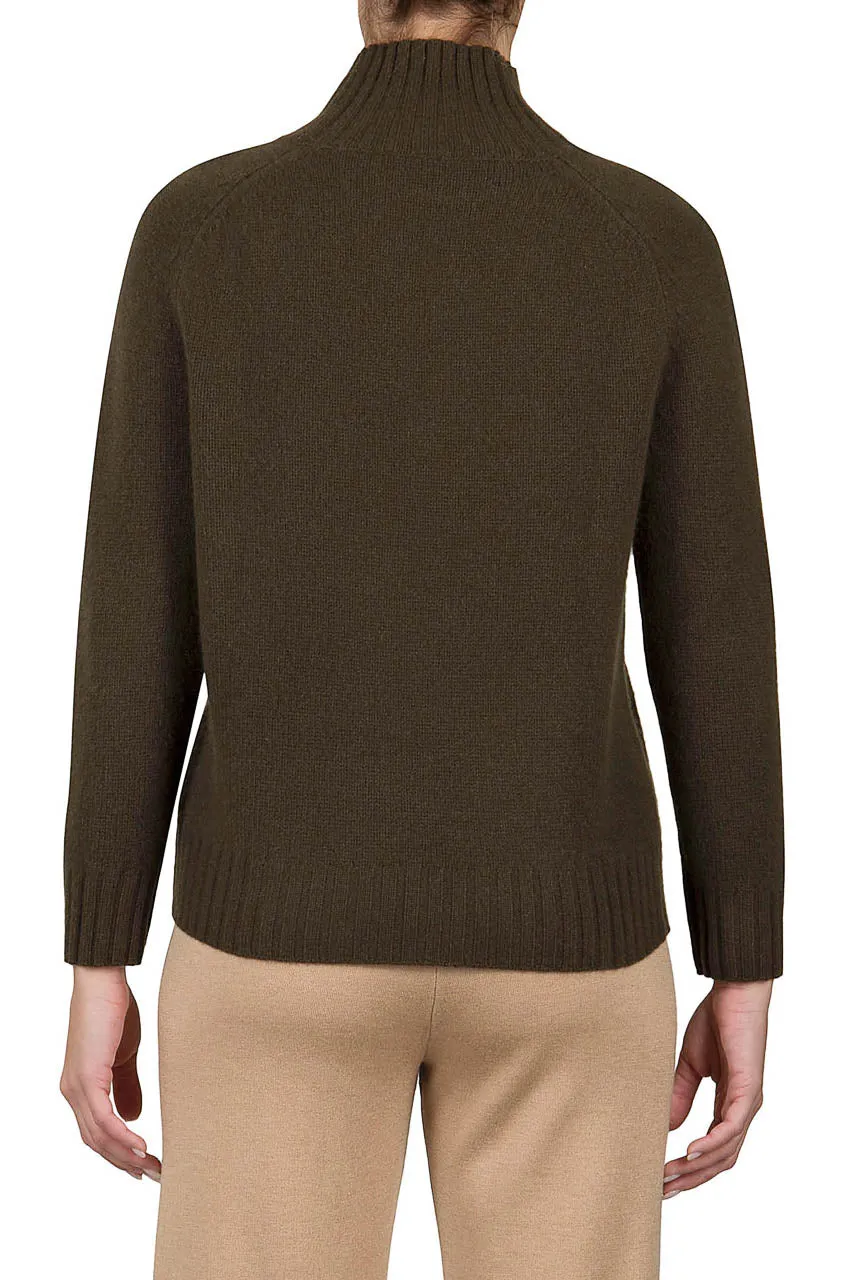 Mock Neck Cashmere Sweater - Soft Camel