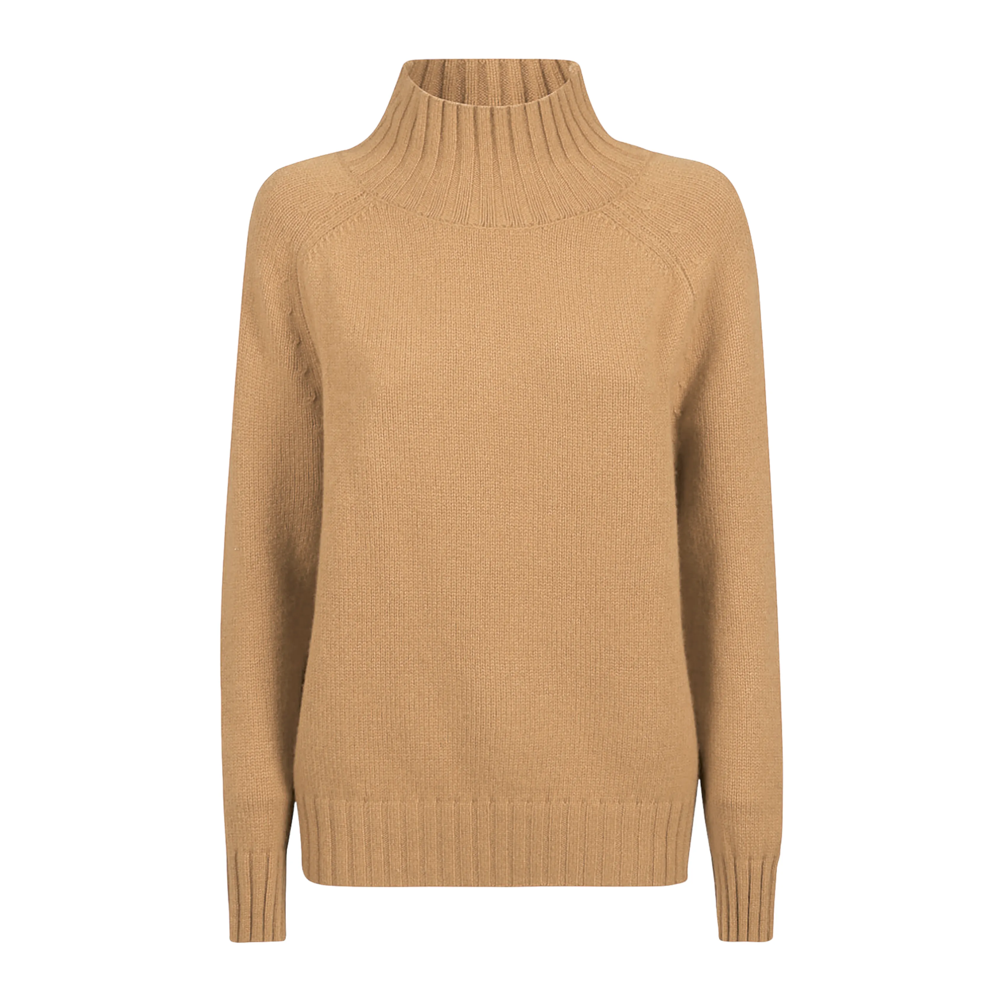 Mock Neck Cashmere Sweater - Soft Camel