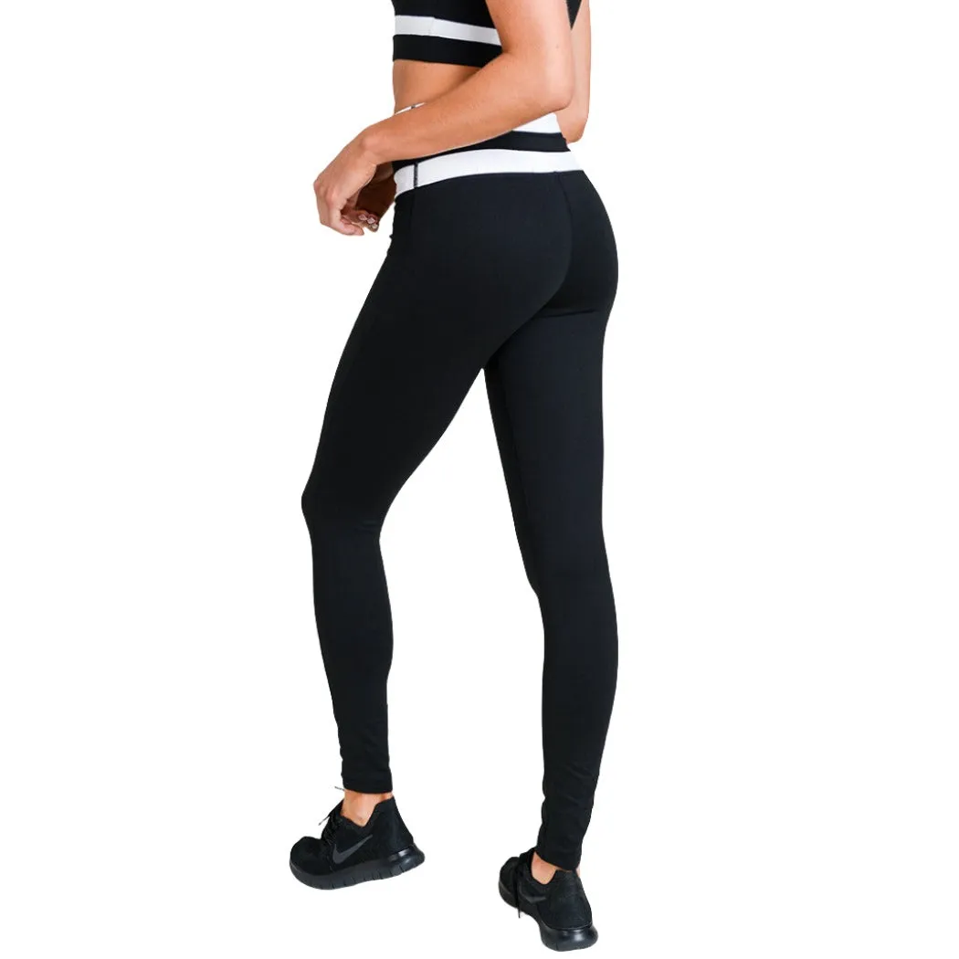 Mono B Color Trimmed Waist High Rise Leggings APH2254