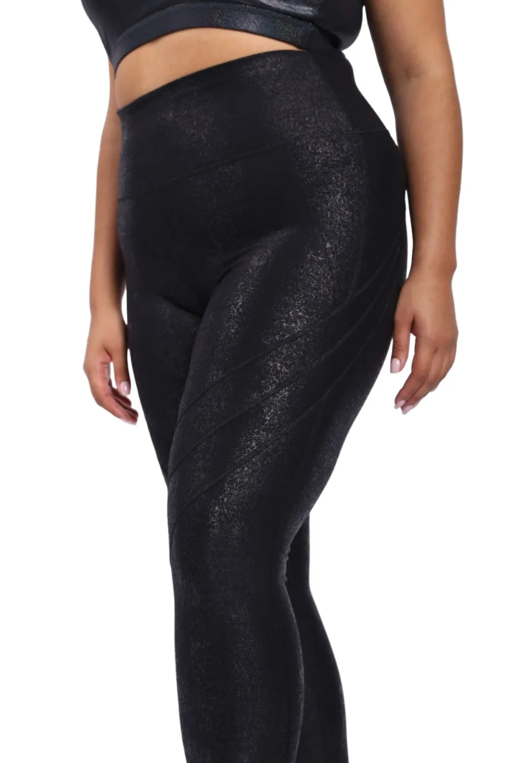 Mono B  High Waist Foil Leggings With Seam Details APH-A0950 and Plus