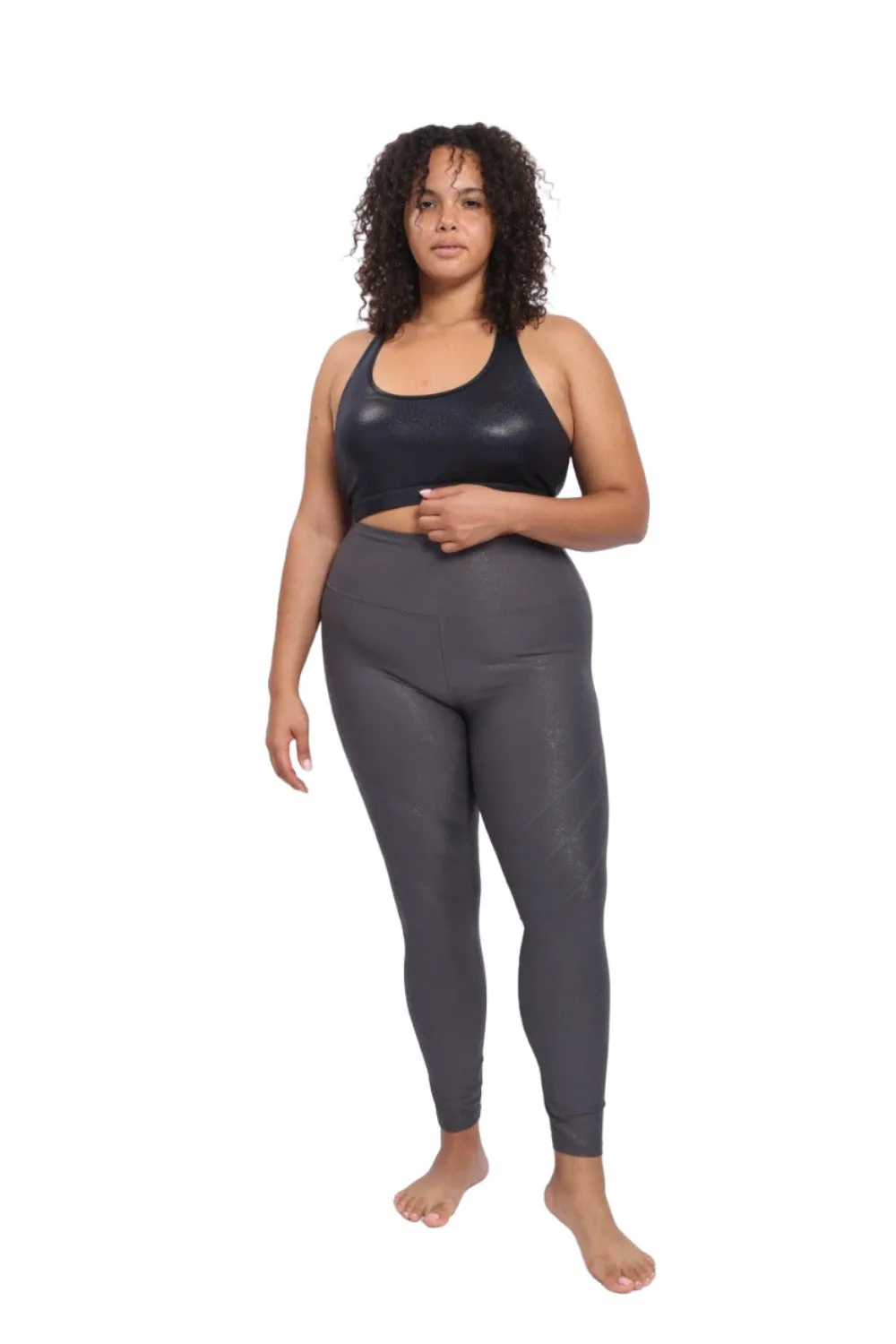 Mono B  High Waist Foil Leggings With Seam Details APH-A0950 and Plus