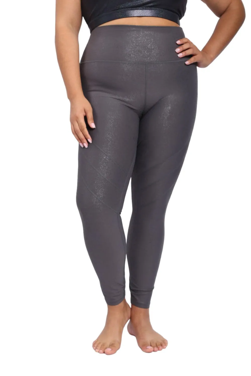 Mono B  High Waist Foil Leggings With Seam Details APH-A0950 and Plus