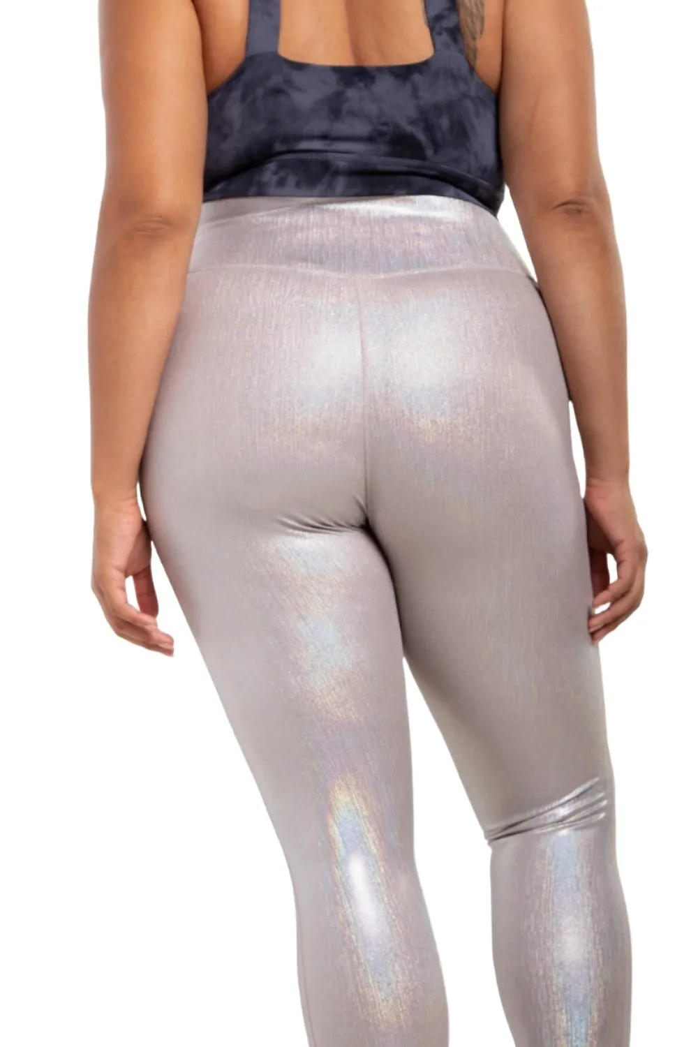 Mono B Iridescent Holo Foil High-Waisted Leggings APH-A0870 and Plus