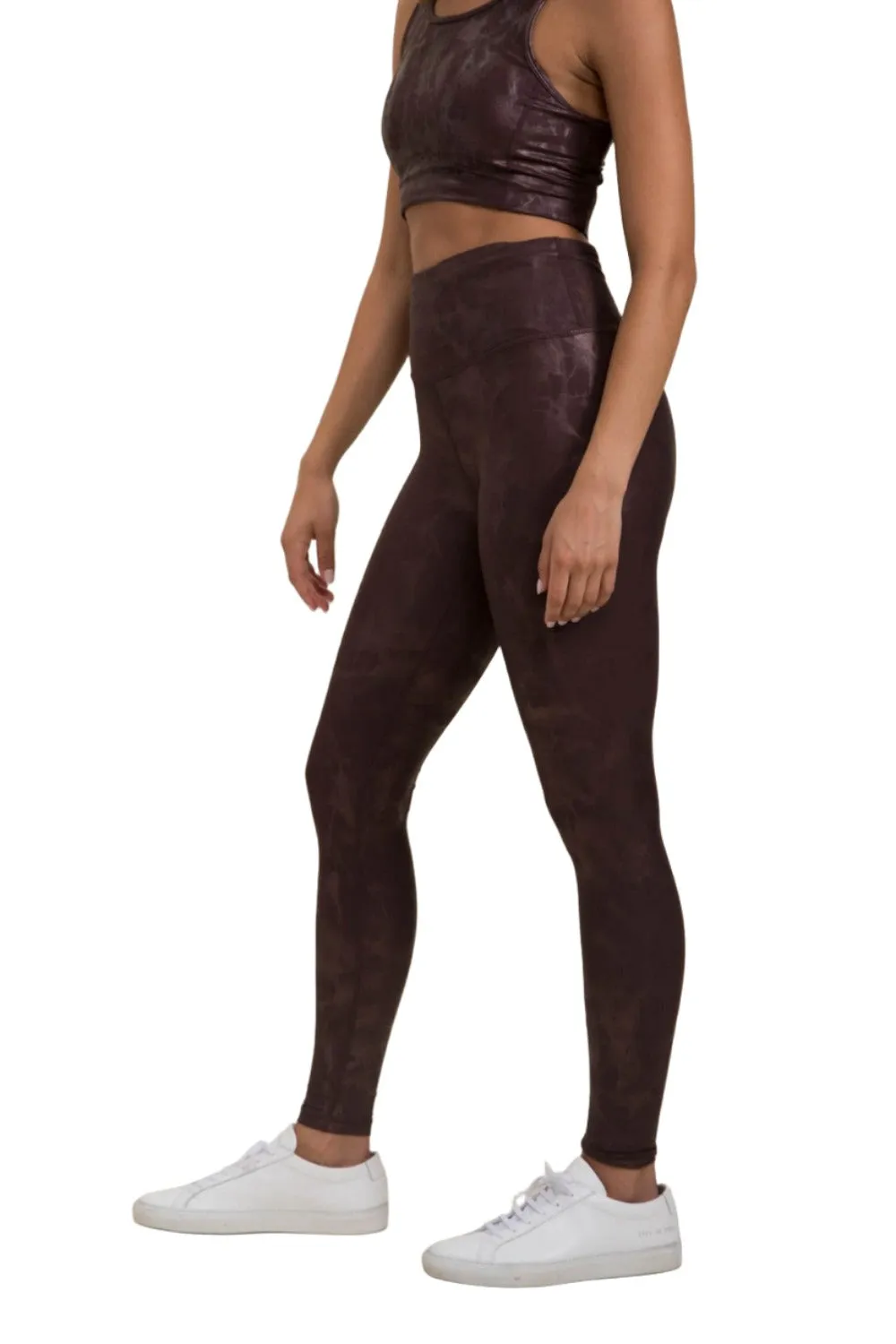 Mono B Metallic Foil Printed High-Waist Leggings APH2873 and Plus