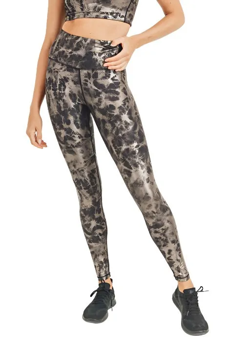 Mono B Metallic Foil Printed High-Waist Leggings APH2873 and Plus