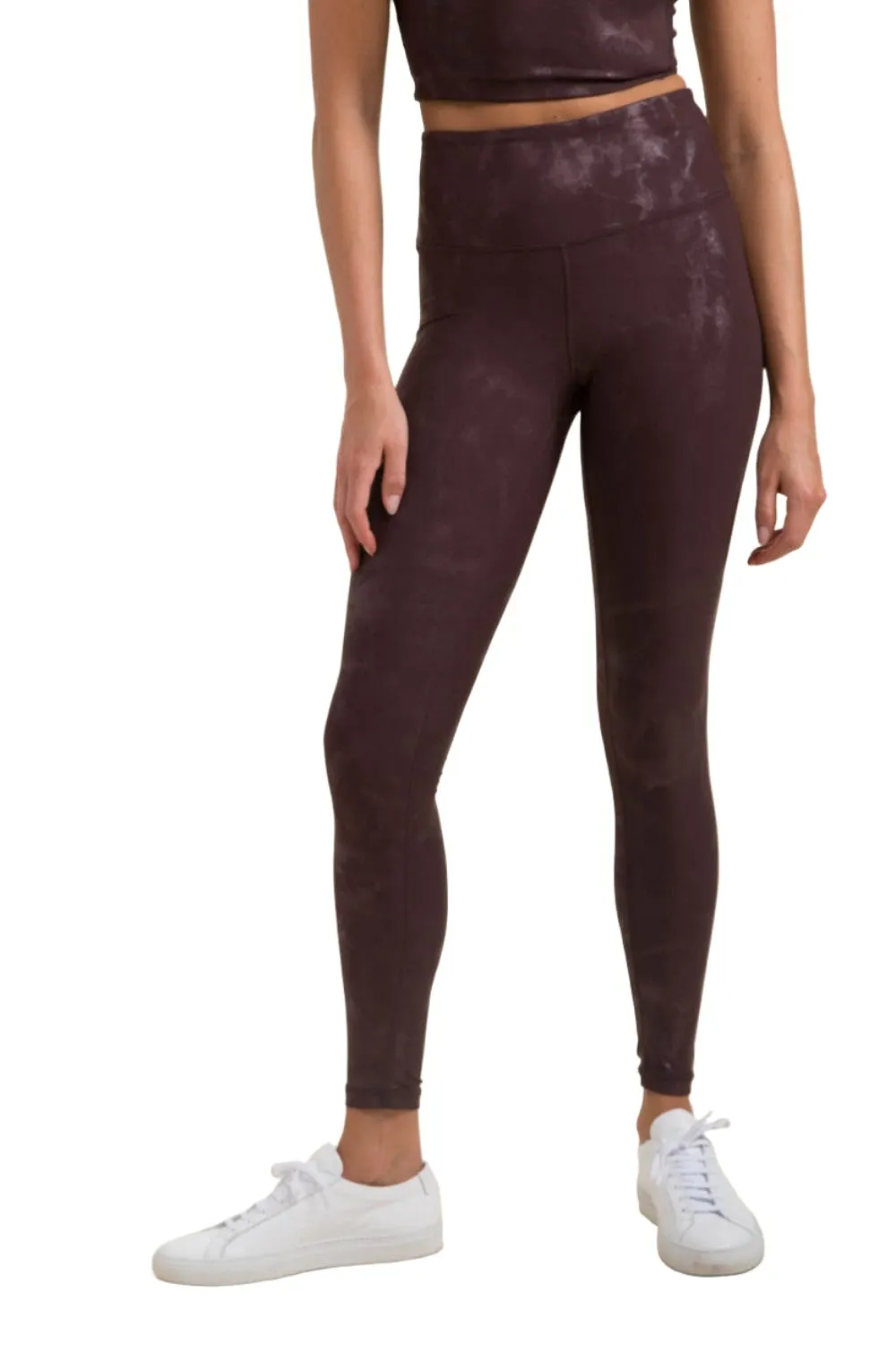 Mono B Metallic Foil Printed High-Waist Leggings APH2873 and Plus