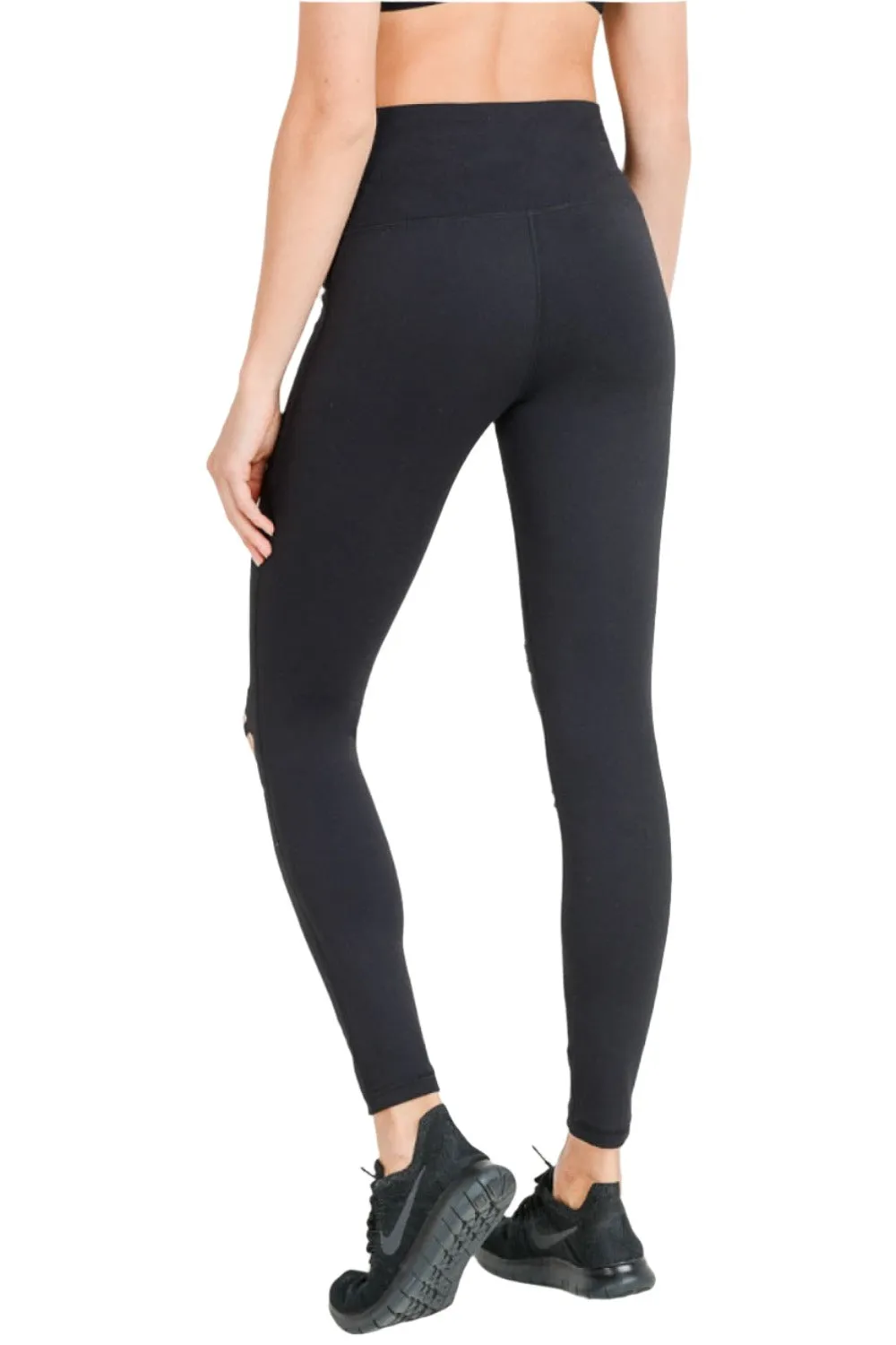 Mono B Shredded Knee Laser-Cut High Waist Leggings APH6151