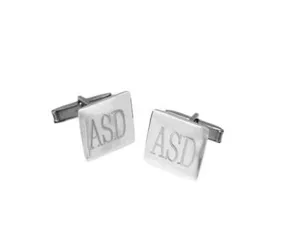 Monogrammed Sterling Silver Square Cufflinks