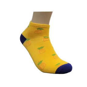 Pineapple Colored Pineapple Patterned Ankle Socks (Adult Medium - Women's Shoe Sizes 5-10)