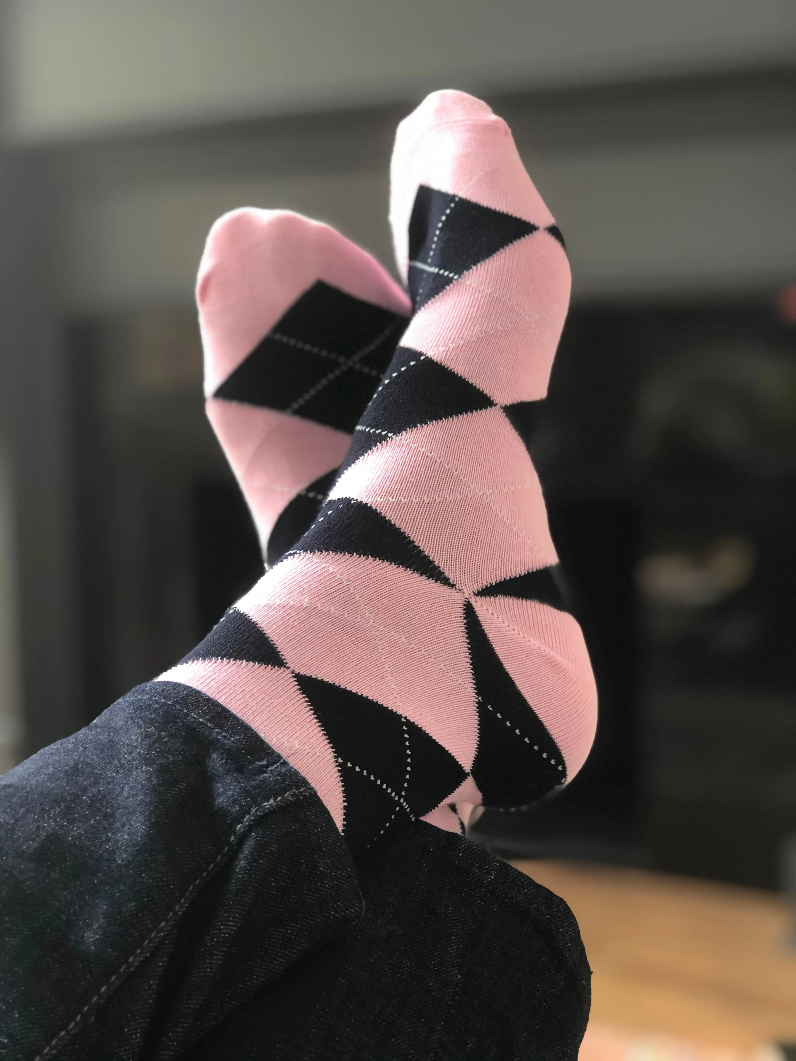 Pink and Black Argyle Socks