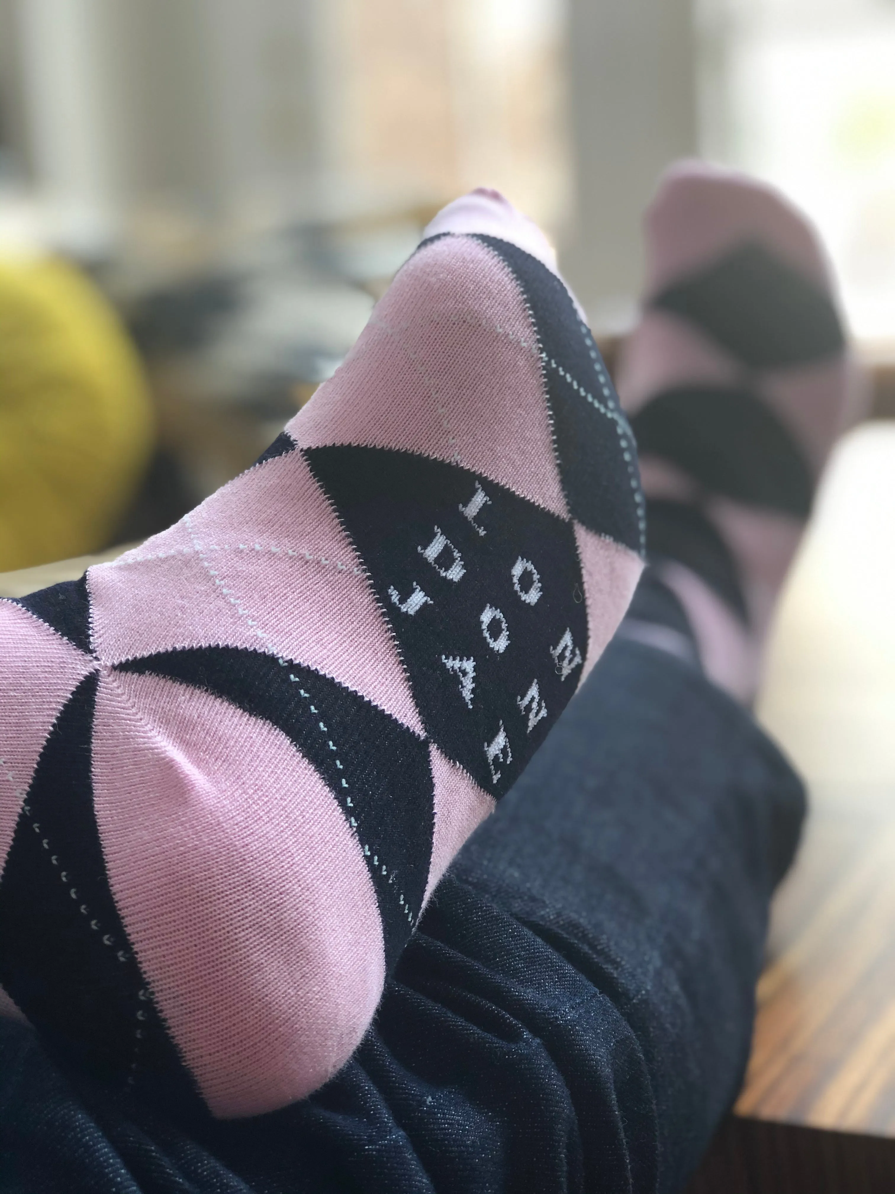 Pink and Black Argyle Socks