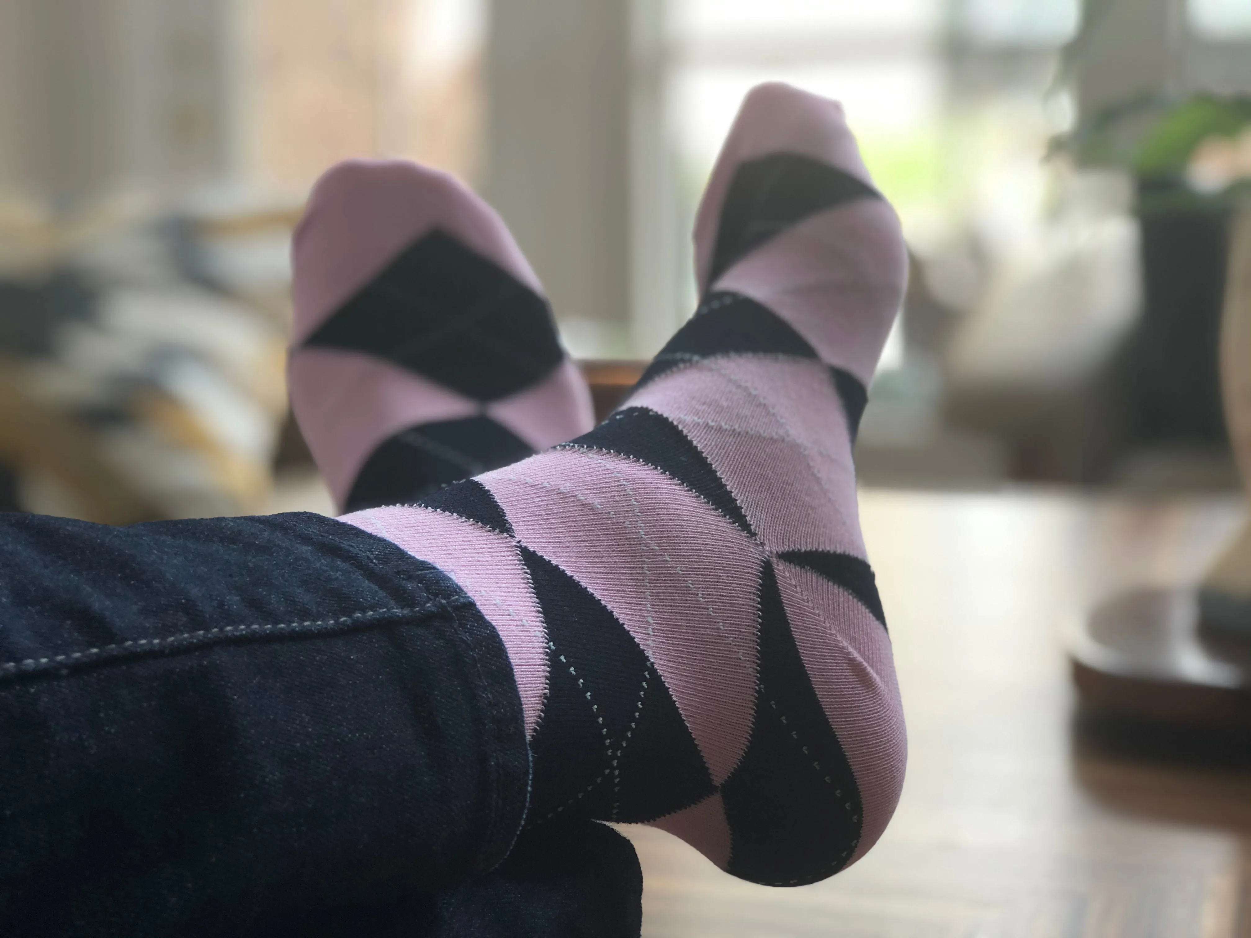 Pink and Black Argyle Socks