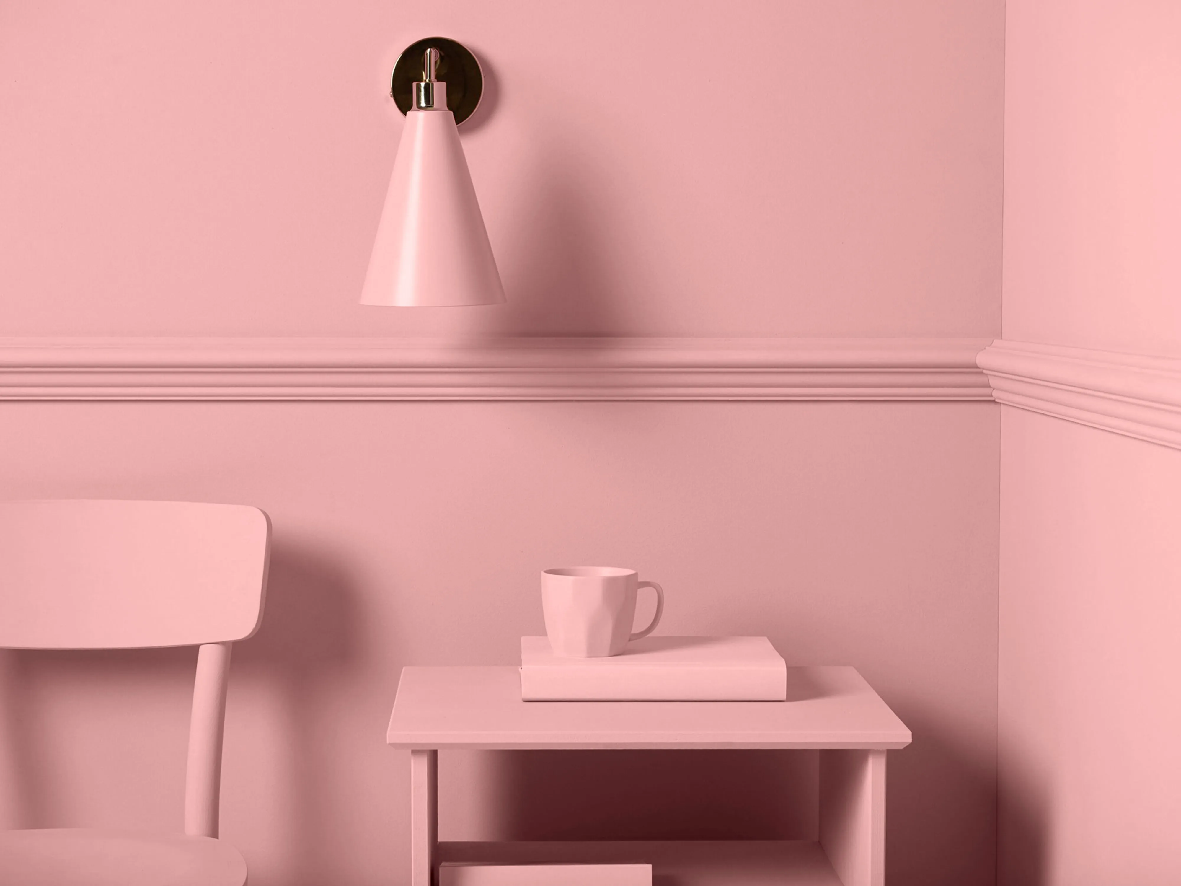 Pink cone shade wall light