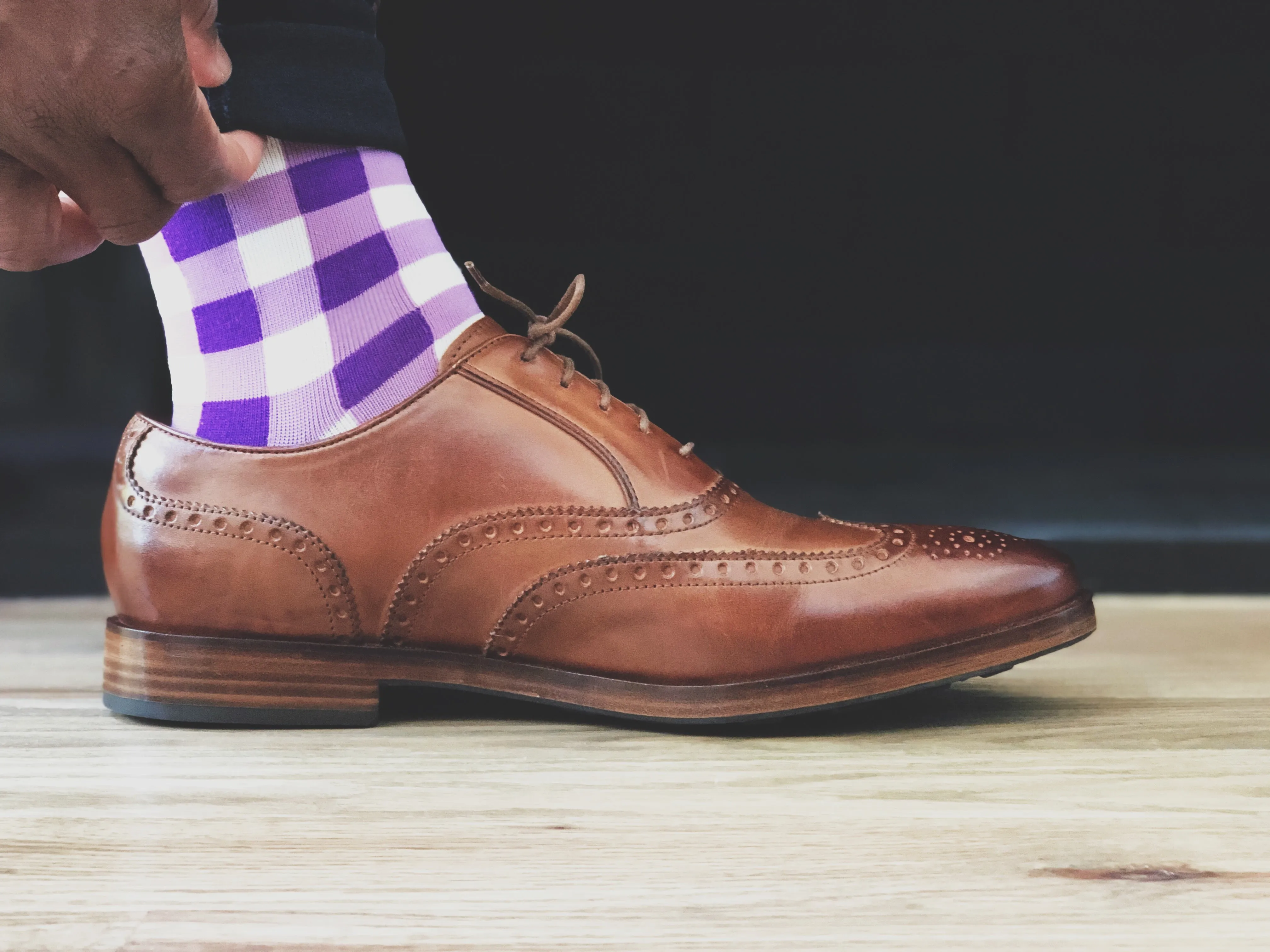 Purple Gingham Socks