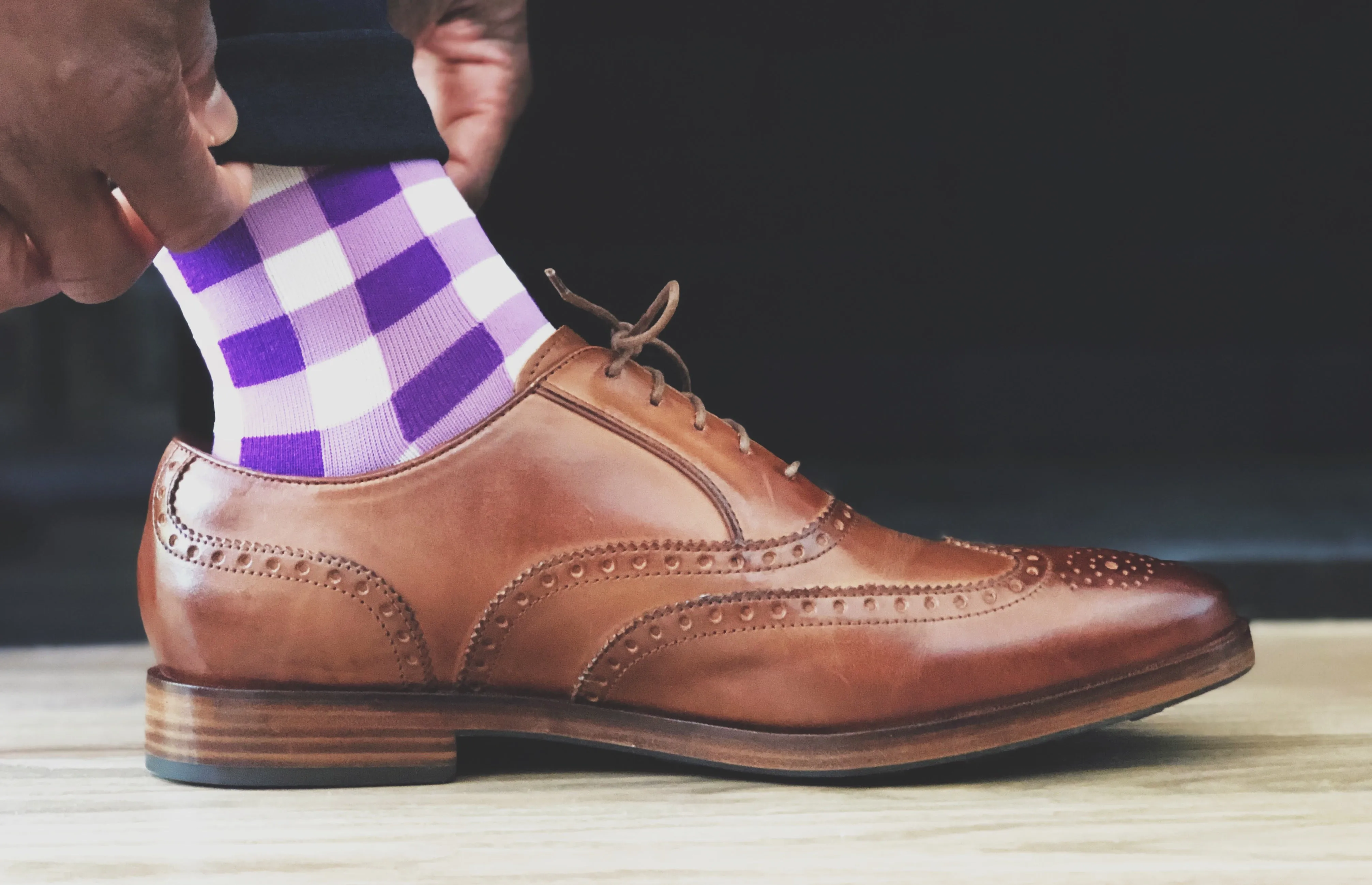 Purple Gingham Socks