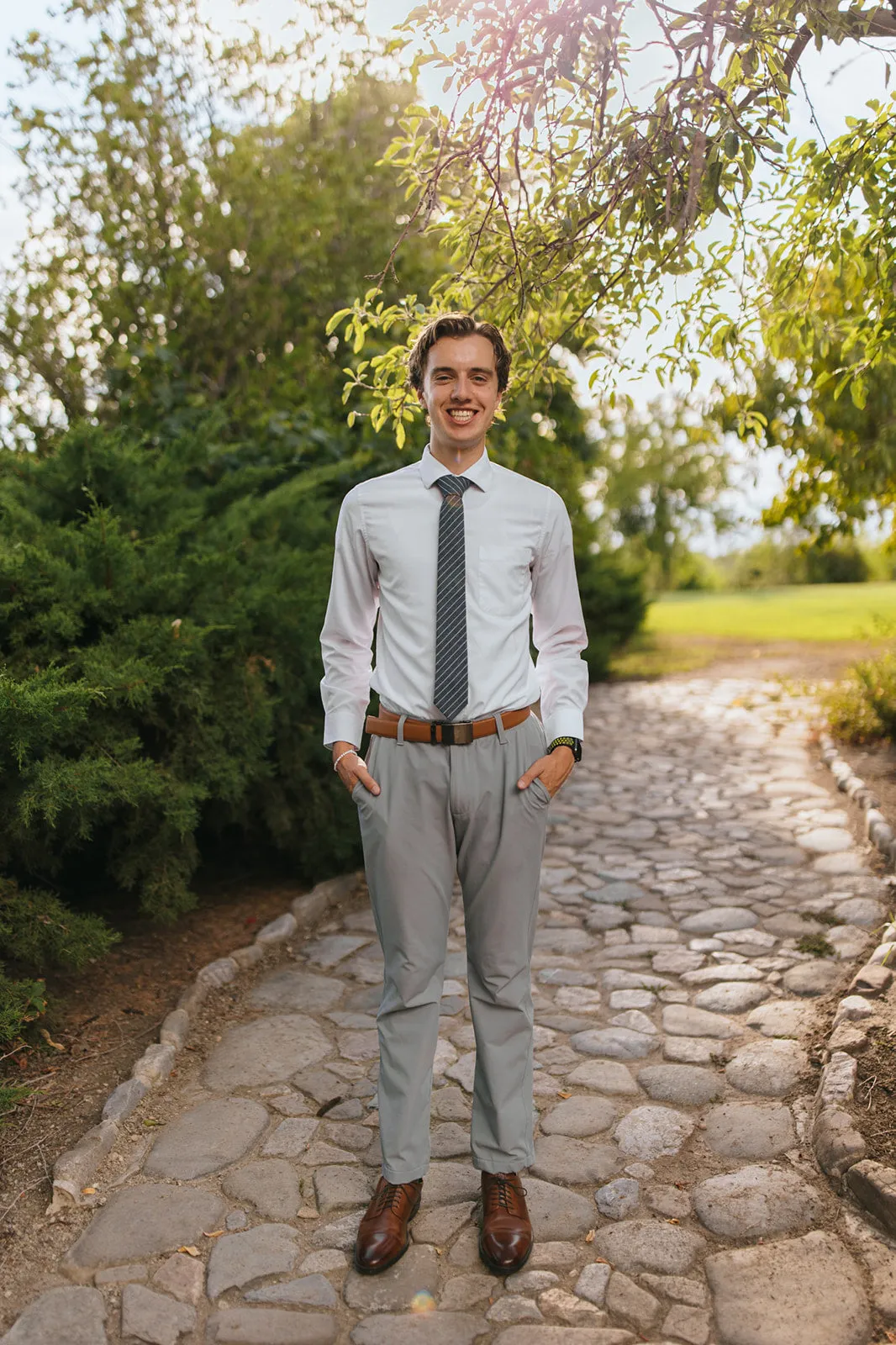 R&B Dark Blue Tie w/ Small White Twill