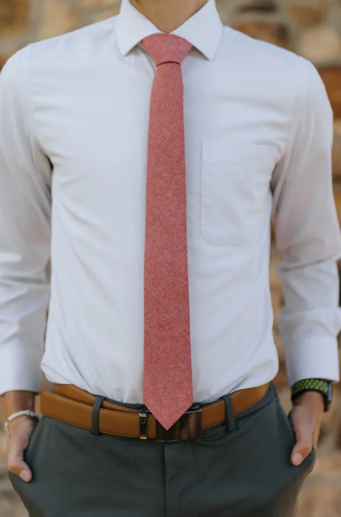 R&B Red Tie w/ Small White Twill