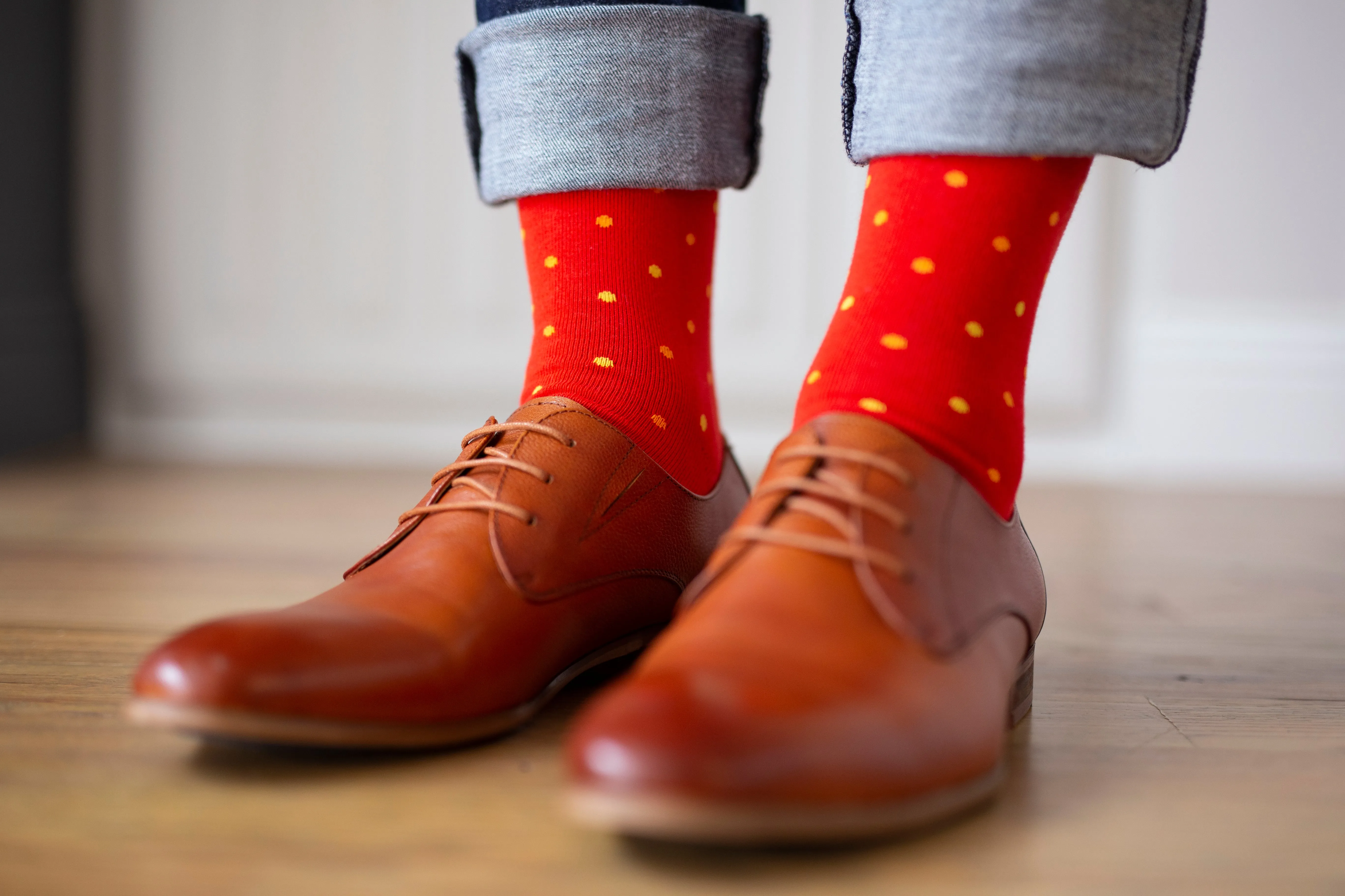 Red With Orange And Red Sock