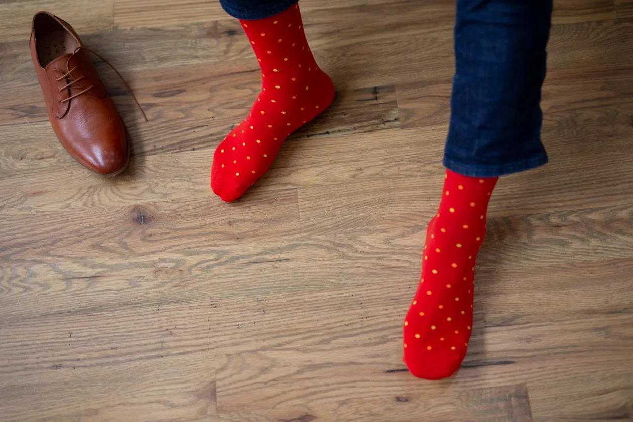 Red With Orange And Red Sock