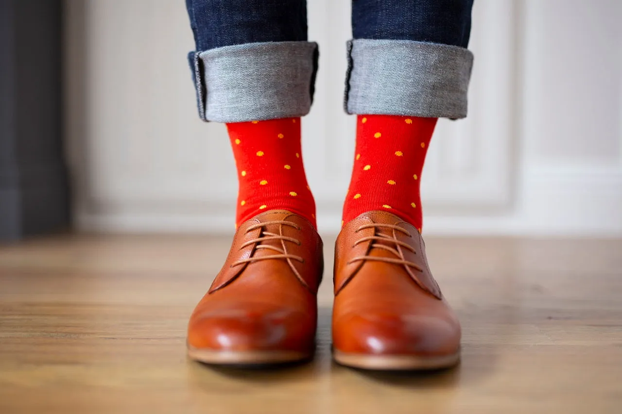 Red With Orange And Red Sock