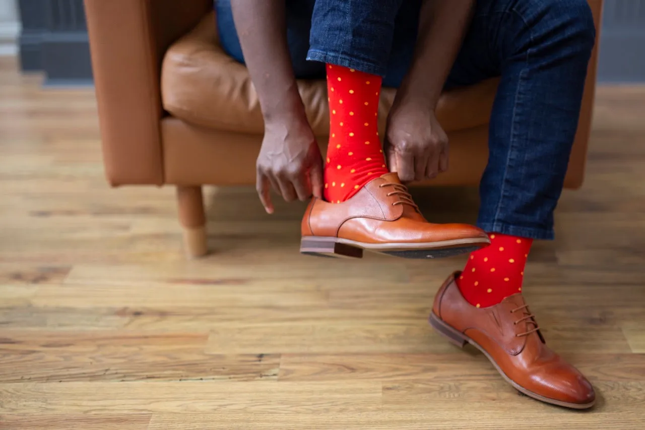 Red With Orange And Red Sock