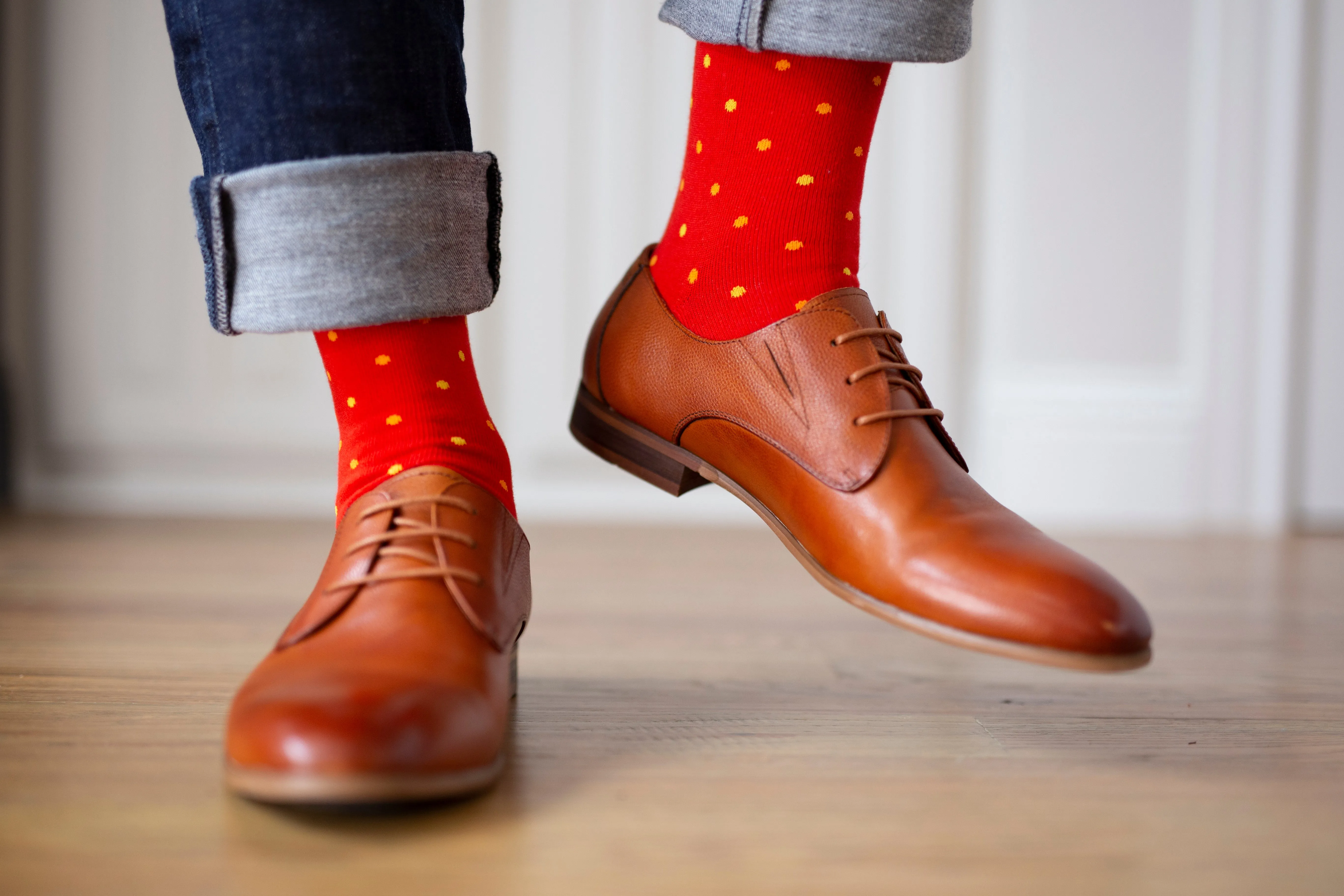 Red With Orange And Red Sock