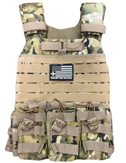 REDEMPTION TACTICAL "AGNAR 2.0“ Quick Release Plate Carrier Vest with DOUBLE STACKED TRIPLE MAG pouch