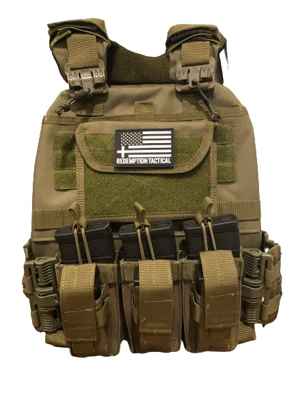 REDEMPTION TACTICAL “RAMBO 2.0“ Quick Release Plate Carrier Vest with TRIPLE MAG pouch