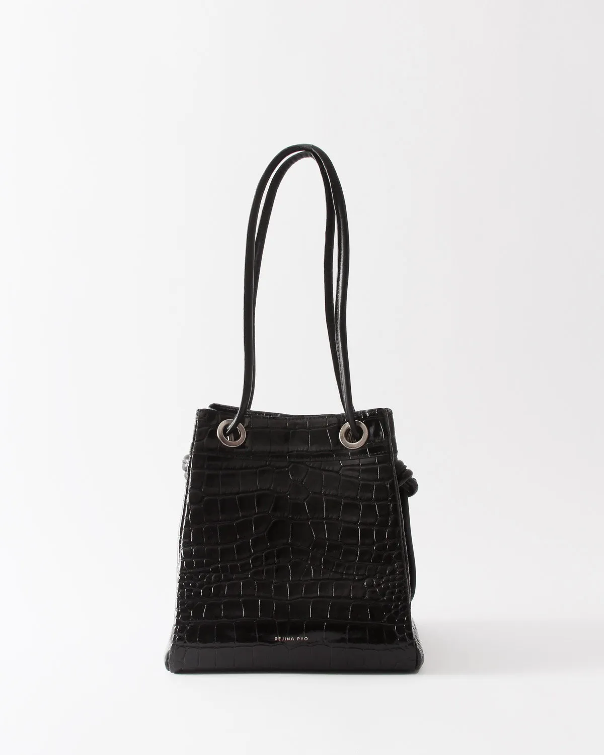 Rita Bucket Leather Embossed Black