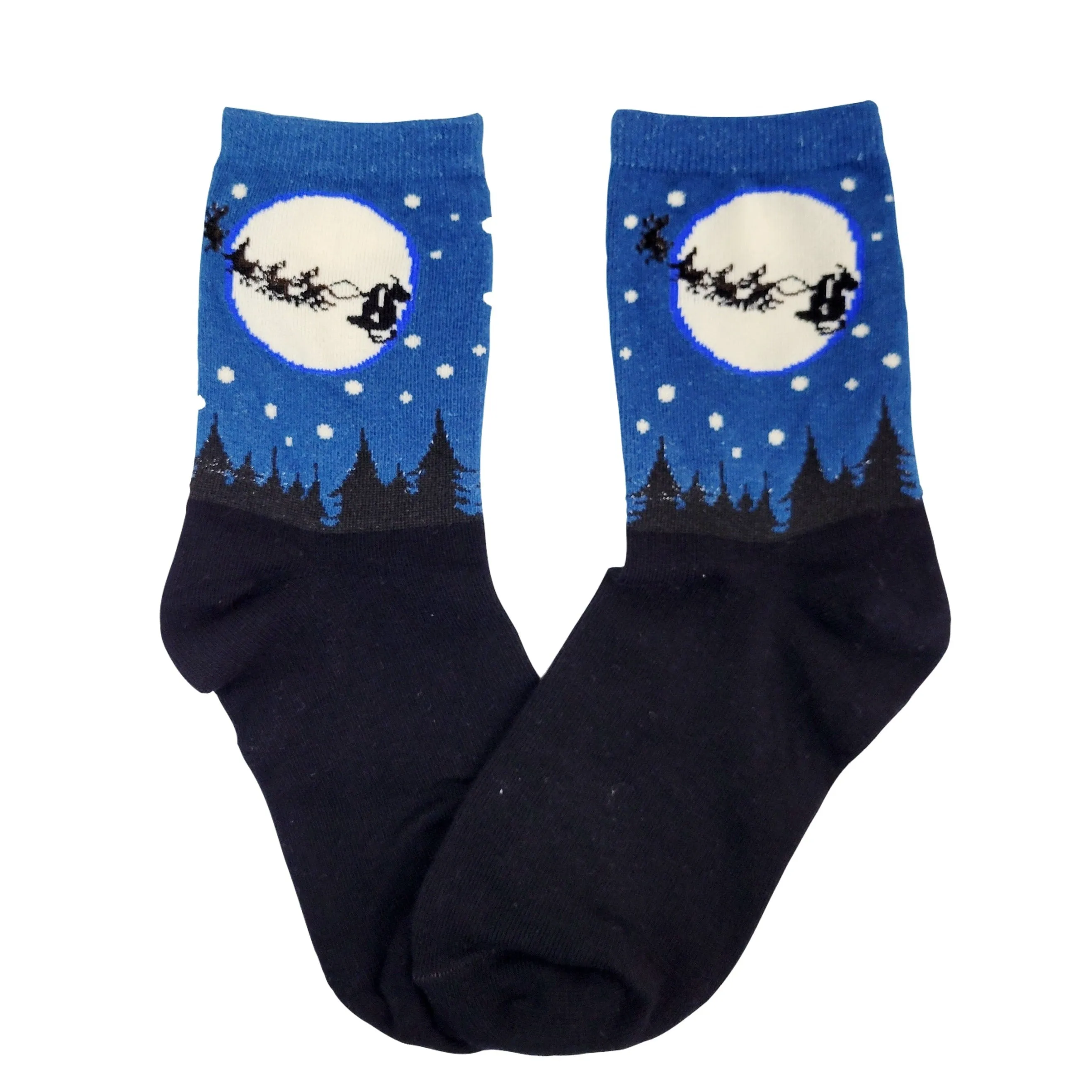 Santa Claus Riding by the Moon Socks (Adult Medium - Women's Shoe Sizes 5-10)