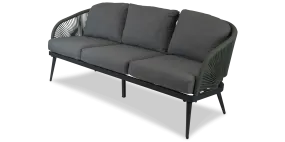 Santa Monica 3 Seater with Soft Ash Olefin Cushions, Bonsai Olefin Rope and Gunmetal Aluminium Frame