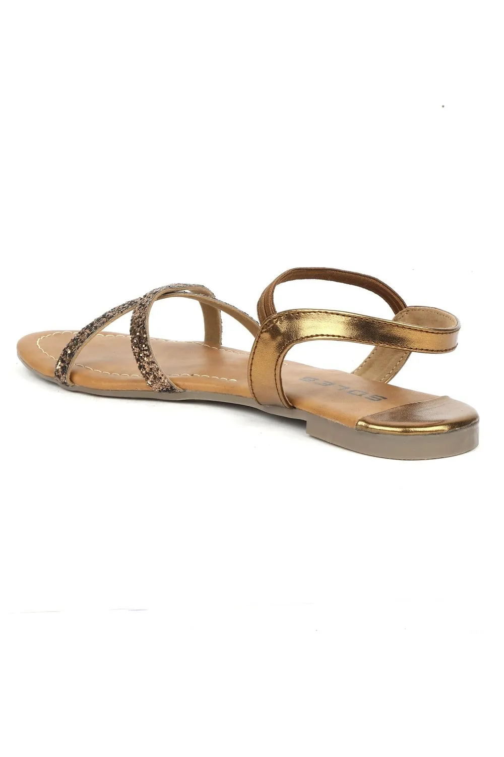 SOLES Vintage Bronze Flat Sandals - Luxurious Elegance