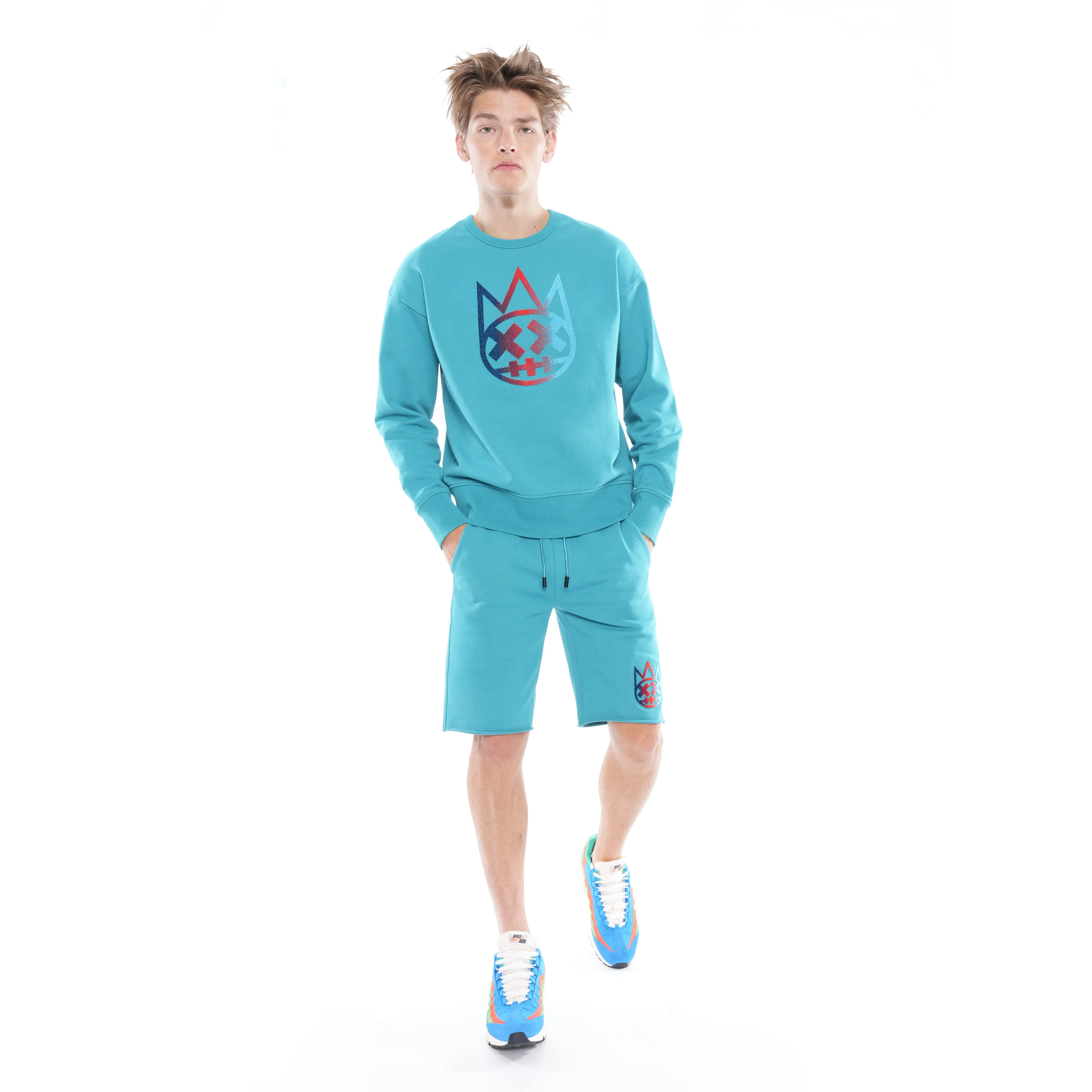 SWEATSHORT IN TILE BLUE