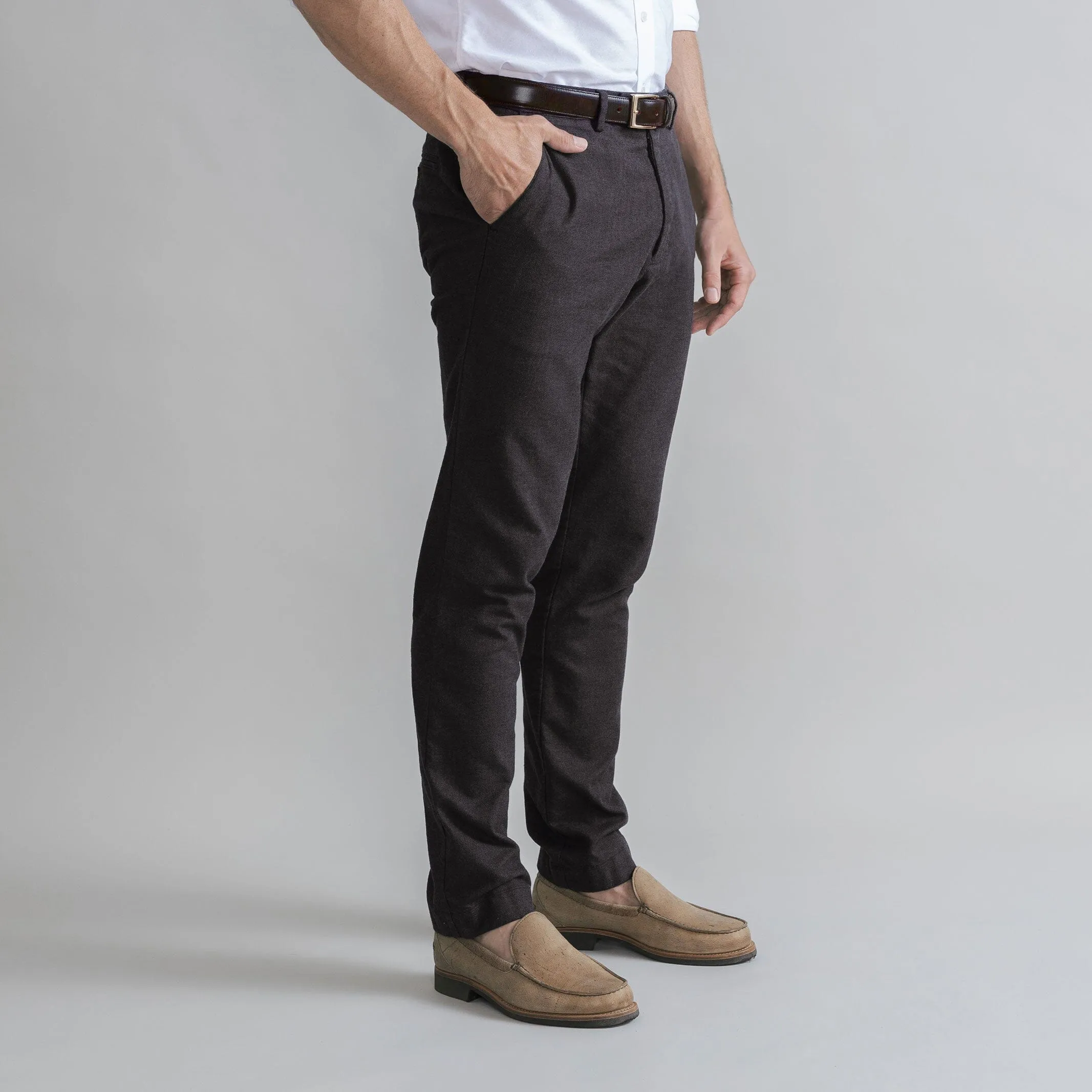 The Dark Brown Brushed Cotton Richmond Dress Chino Custom Pant