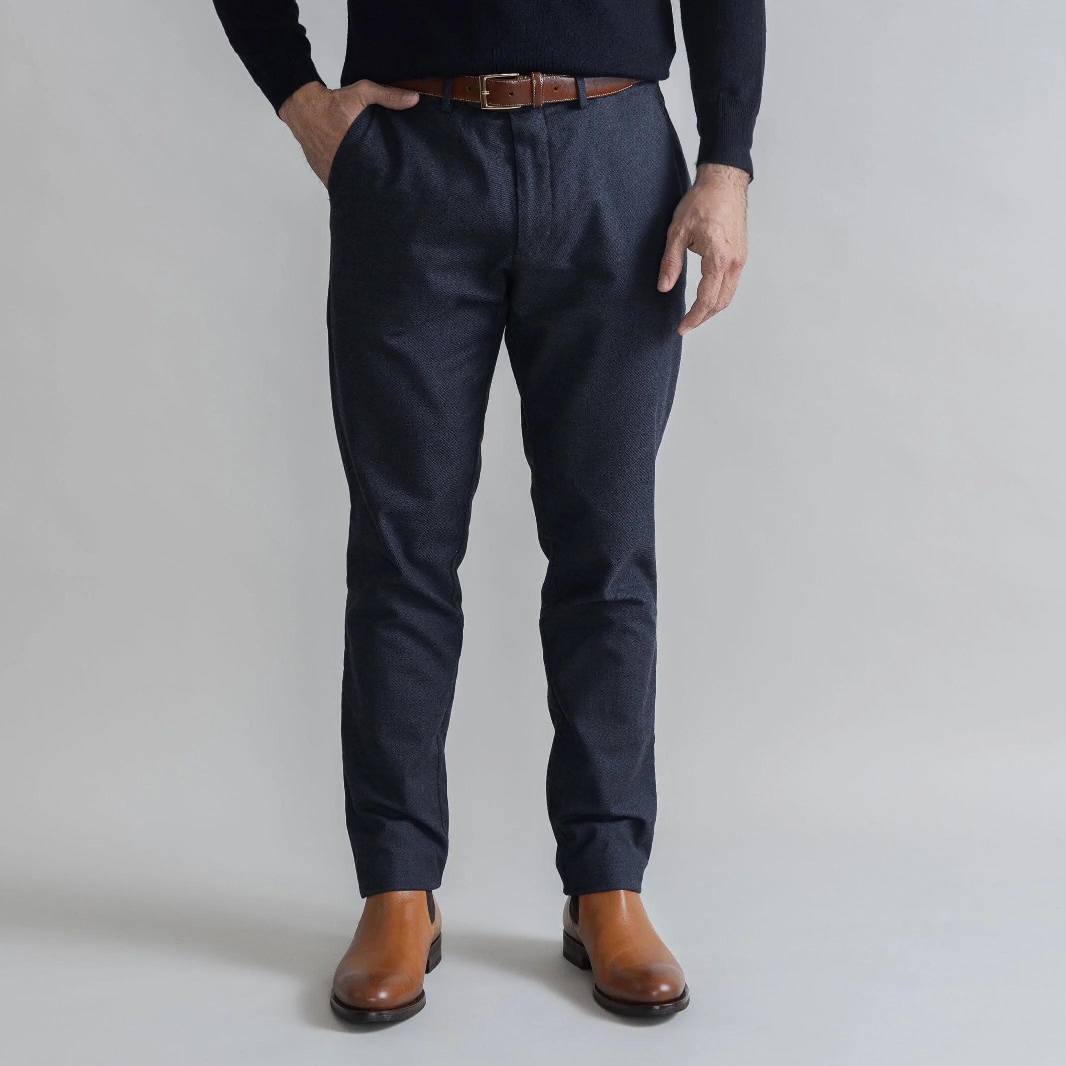 The Dark Navy Brushed Cotton Richmond Dress Chino Custom Pant