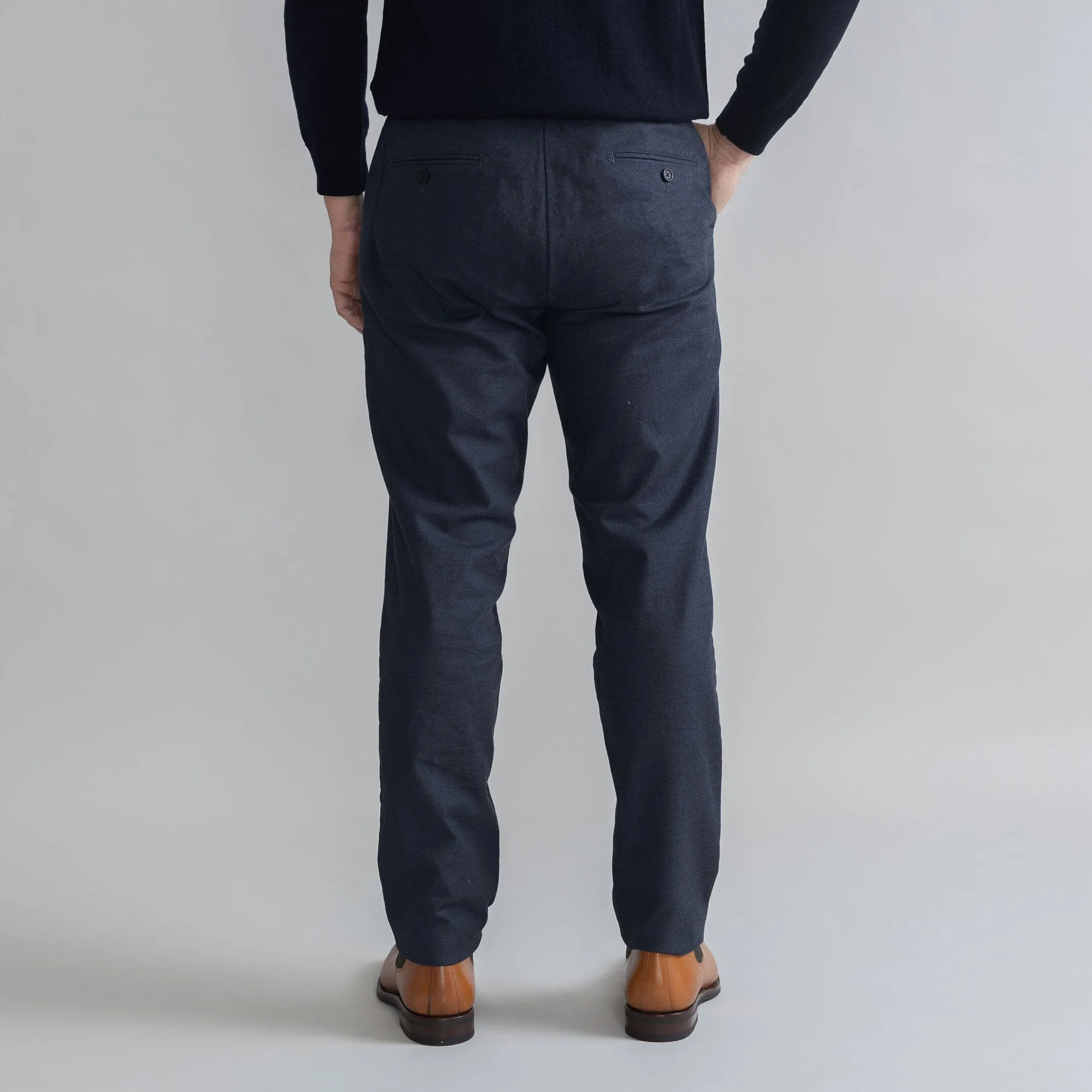 The Dark Navy Brushed Cotton Richmond Dress Chino Custom Pant