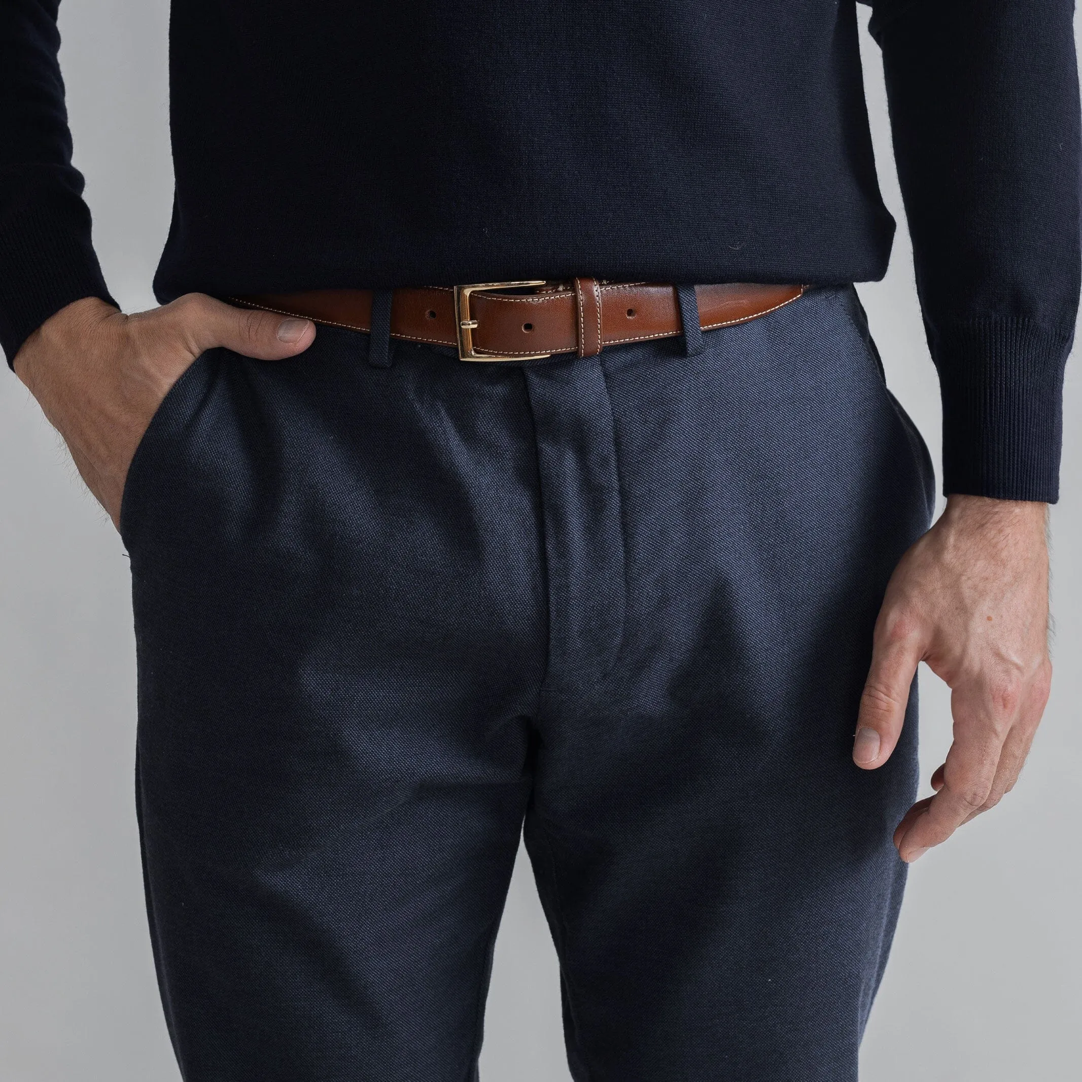 The Dark Navy Brushed Cotton Richmond Dress Chino Custom Pant