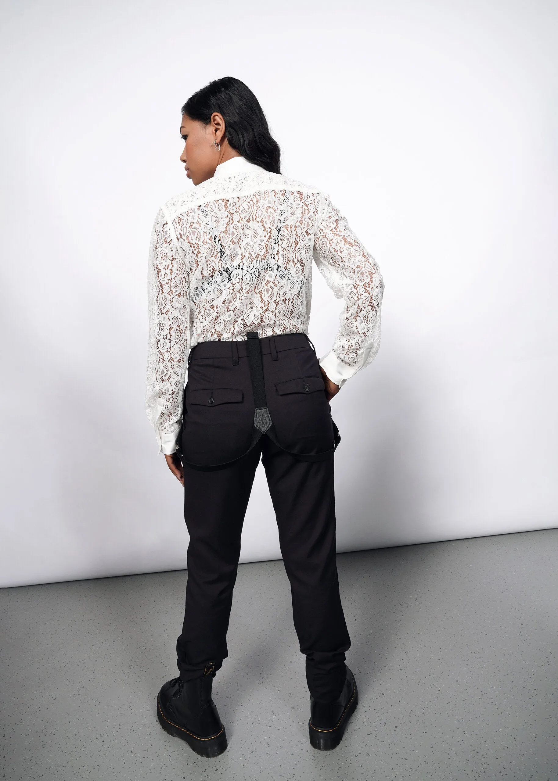 The Empower Lace Long Sleeve Tuxedo Button Up