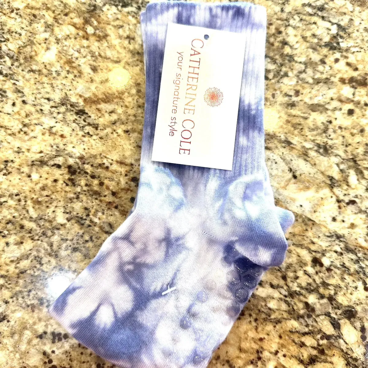 TIE DYE  yoga grip crew socks - lilac