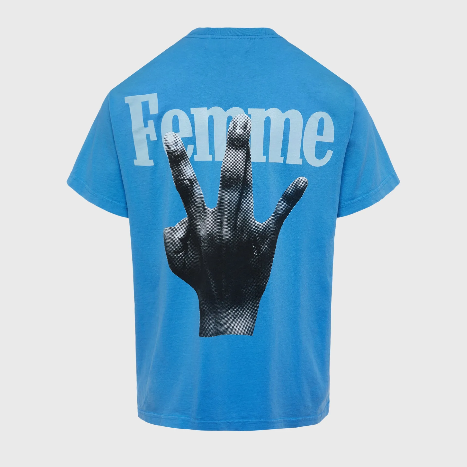 Twisted Fingers Tee Blue with Cream and Light Blue