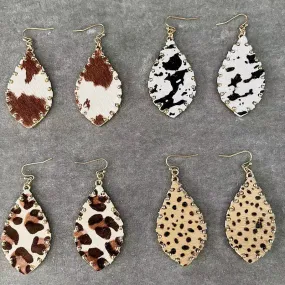 Wholesale  Leopard Patterned Cow and Horse Hair Earrings