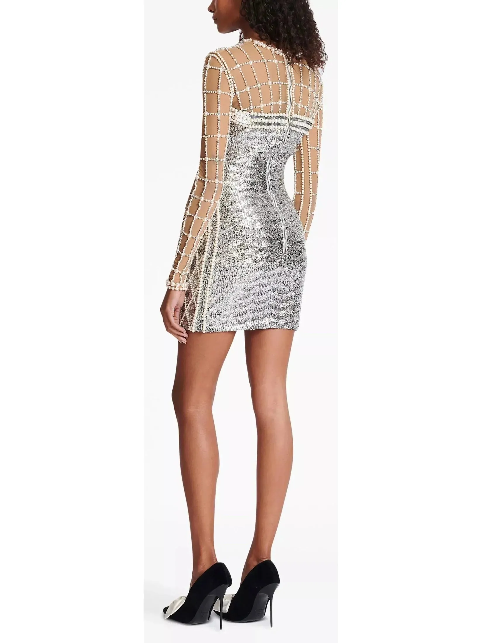 Women’s Bead and Crystal Embellished Sequined Mini Dress