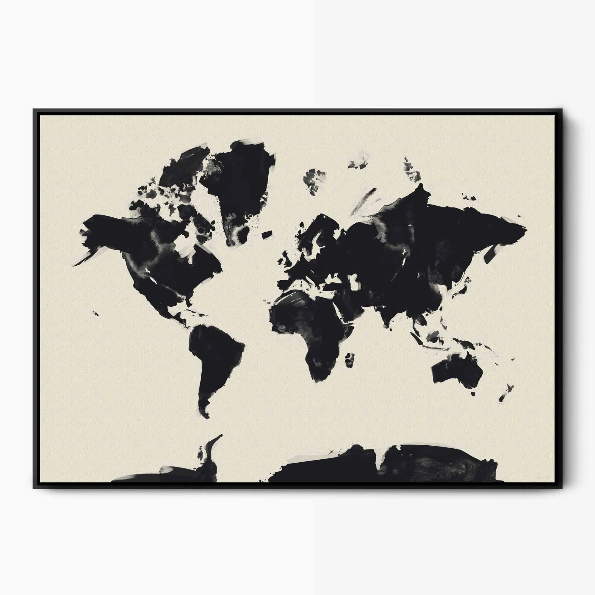 World Map Framed Canvas Art