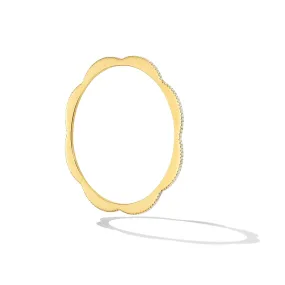 Yellow Gold Triplet Thin Bangle with White Diamonds